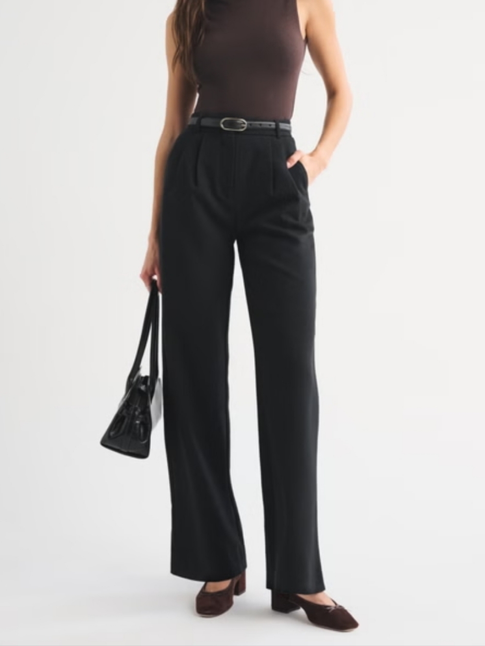 Abercrombie & Fitch High-Waist Wide Leg Black Trousers